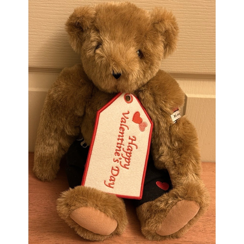 VERMONT TEDDY BEAR COMPANY JOINTED HAPPY VALENTINES Day With I❤️you Pants USA